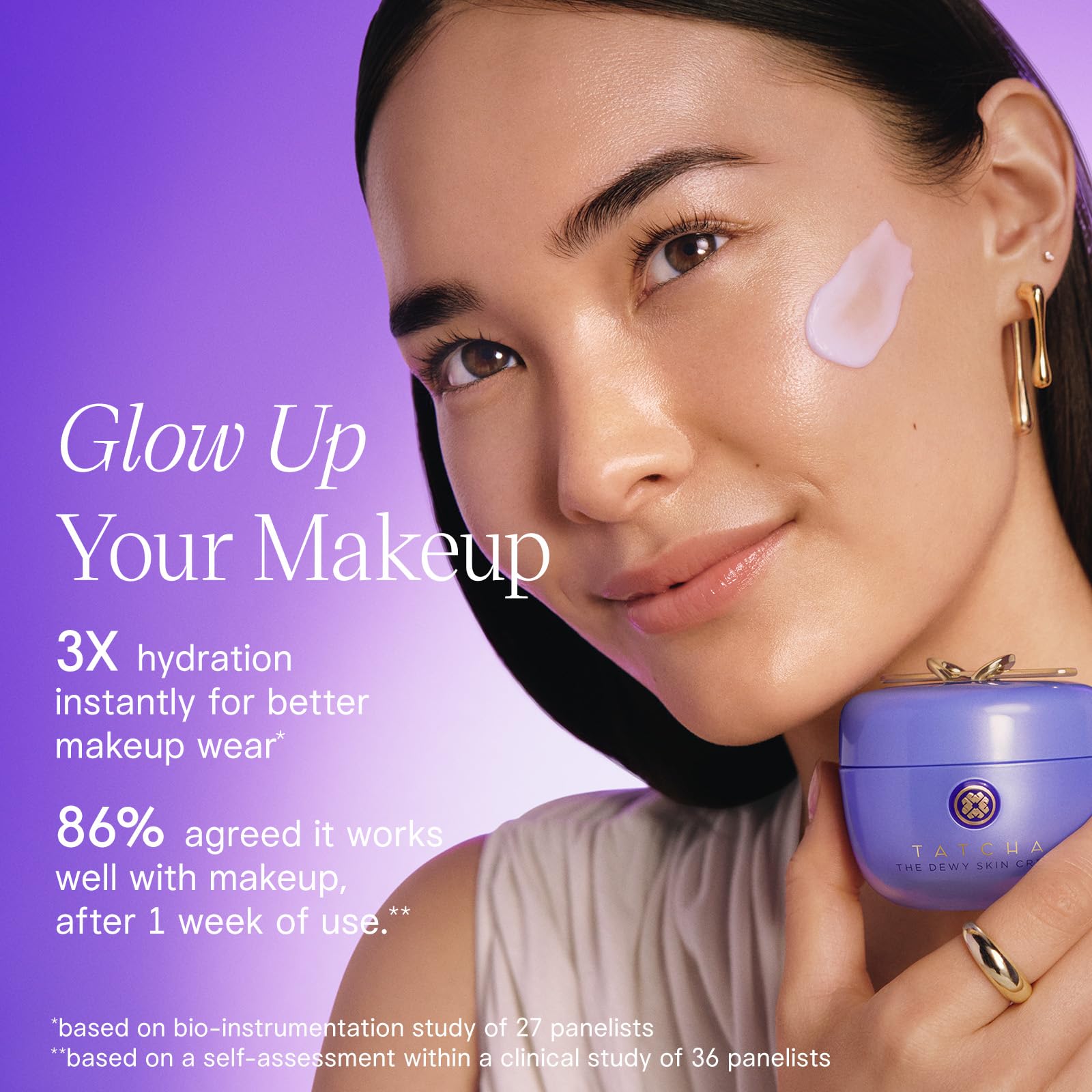TATCHA Dewy Skin Cream purple rice ingredients close-up suggest antioxidant benefits
