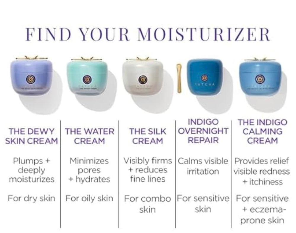 Fragrance-free label on TATCHA Indigo Calming Cream for sensitive skin.