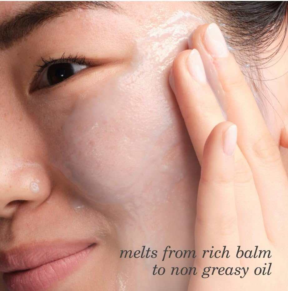 TATCHA Indigo Cleansing Balm makeup removal on skin, fragrance-free formula