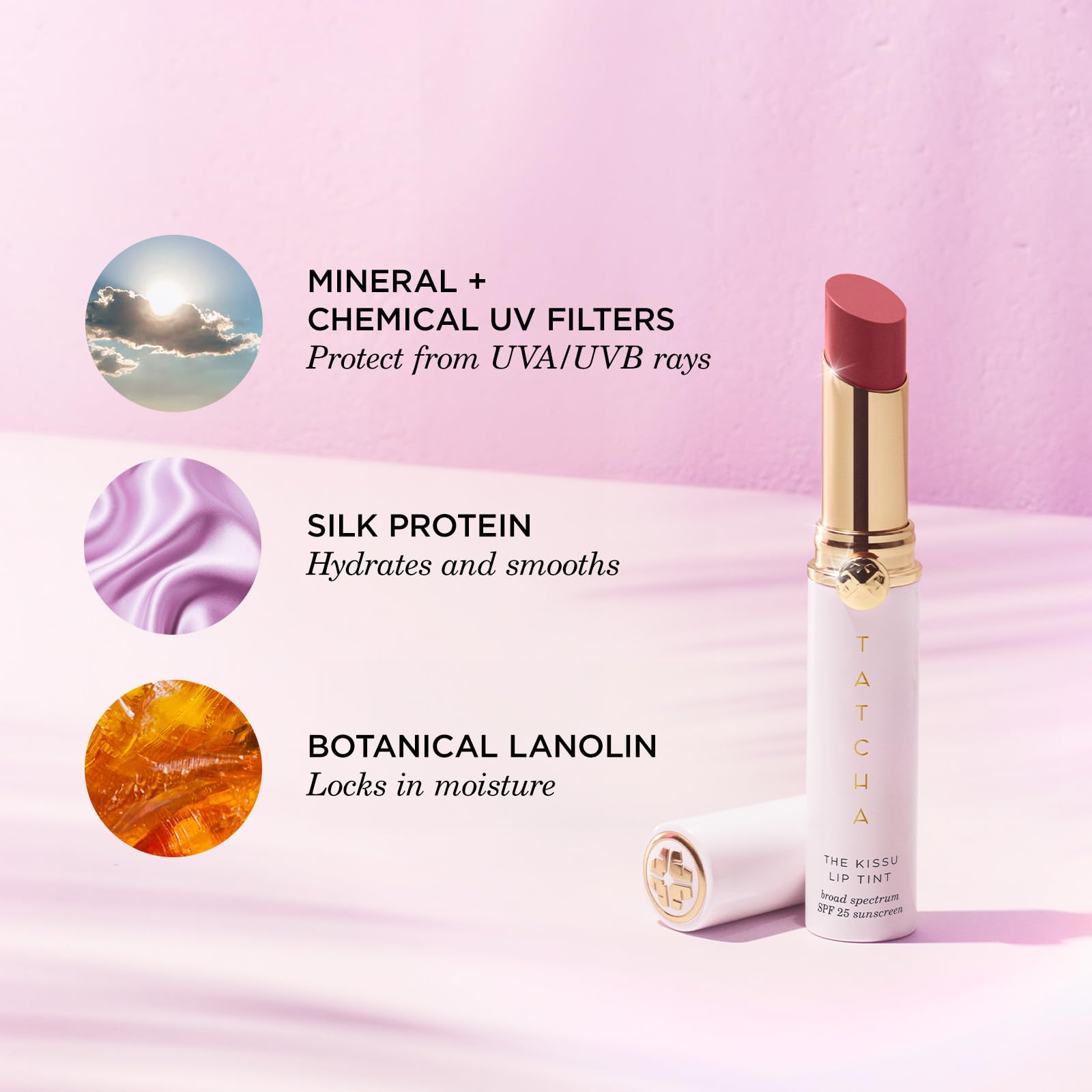 TATCHA Kissu Lip Tint bottle and packaging convey premium feel and easy grip.