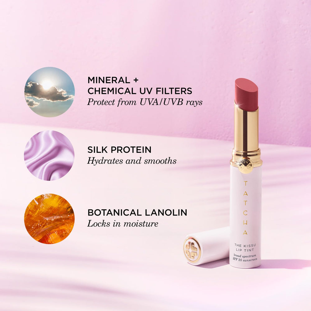 TATCHA Kissu Lip Tint bottle and packaging convey premium feel and easy grip.