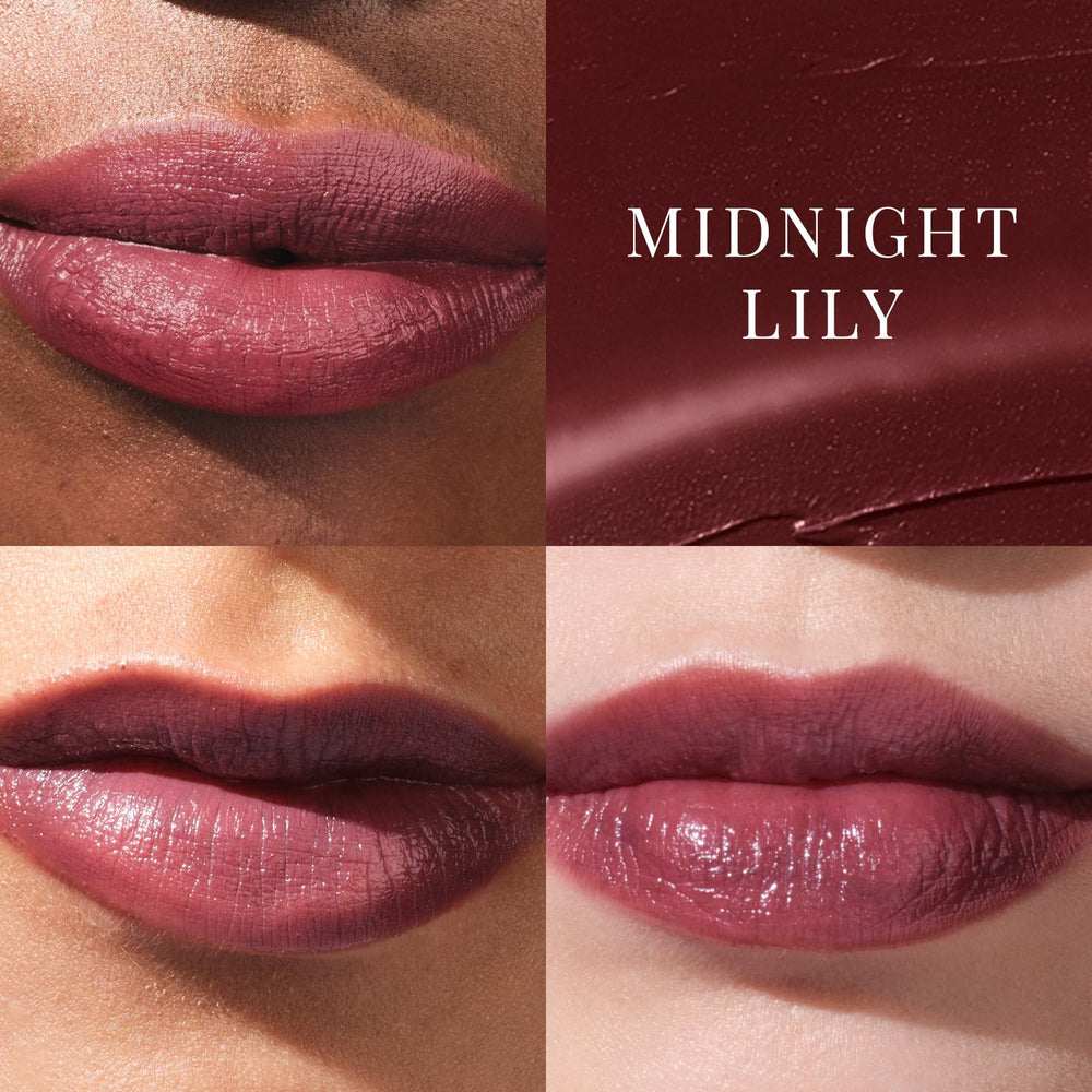 TATCHA Kissu Lip Tint Midnight Lily packaging highlights luxe, travel-friendly SPF 25 lip sunscreen.
