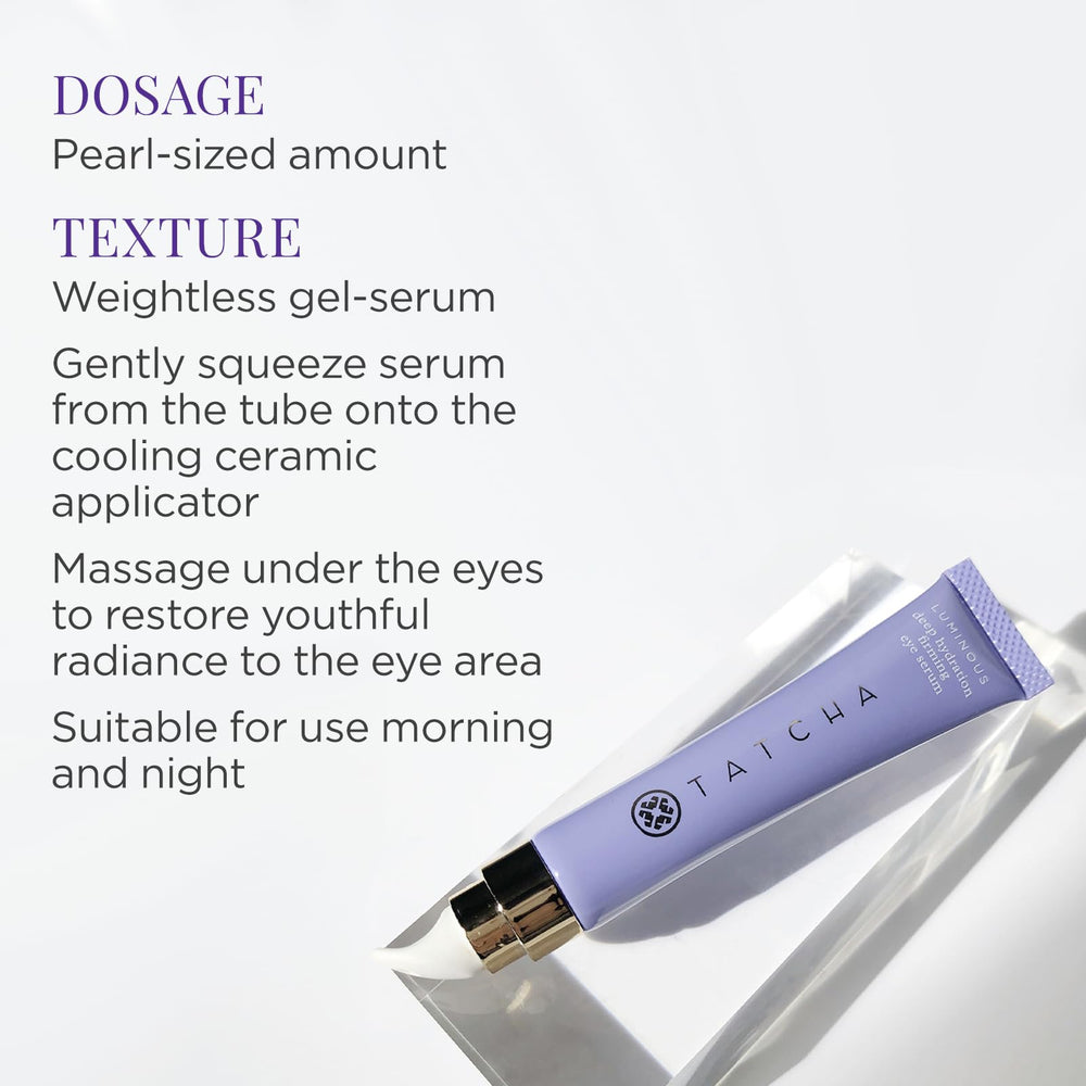 Tatcha Luminous Deep Hydration Eye Serum silky texture shows easy absorption