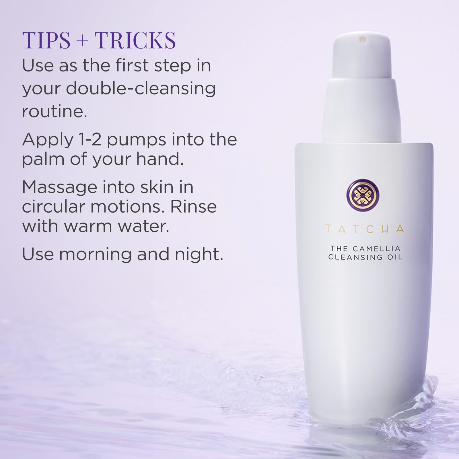 TATCHA Camellia Cleansing Oil leaves silky, soft skin after use
