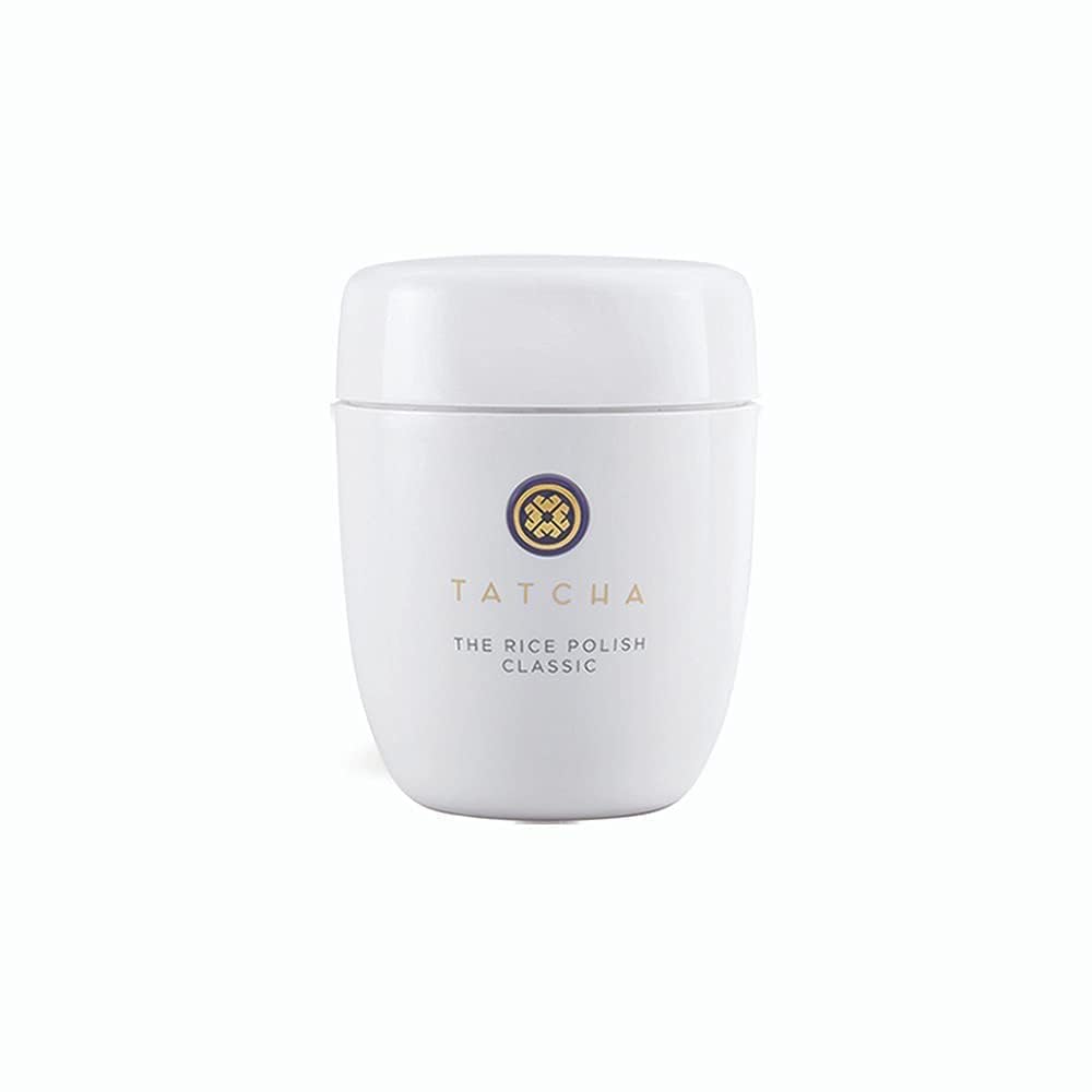 TATCHA Rice Polish Classic jar close-up showing creamy texture for gentle exfoliation.