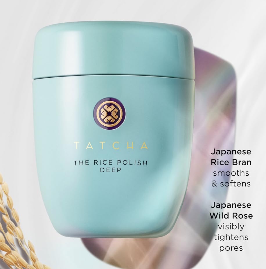 TATCHA Rice Polish Deep Wild Rose close-up hints pore tightening and clarifying effect.
