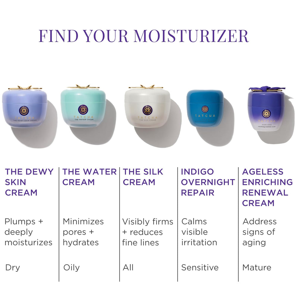 TATCHA Silk Cream before-after mood shot hints radiant skin glow.