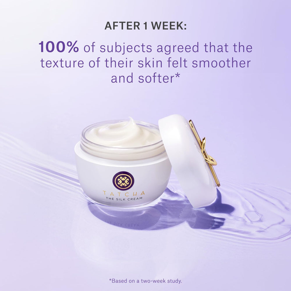 TATCHA Silk Cream daily routine shot shows easy morning application.