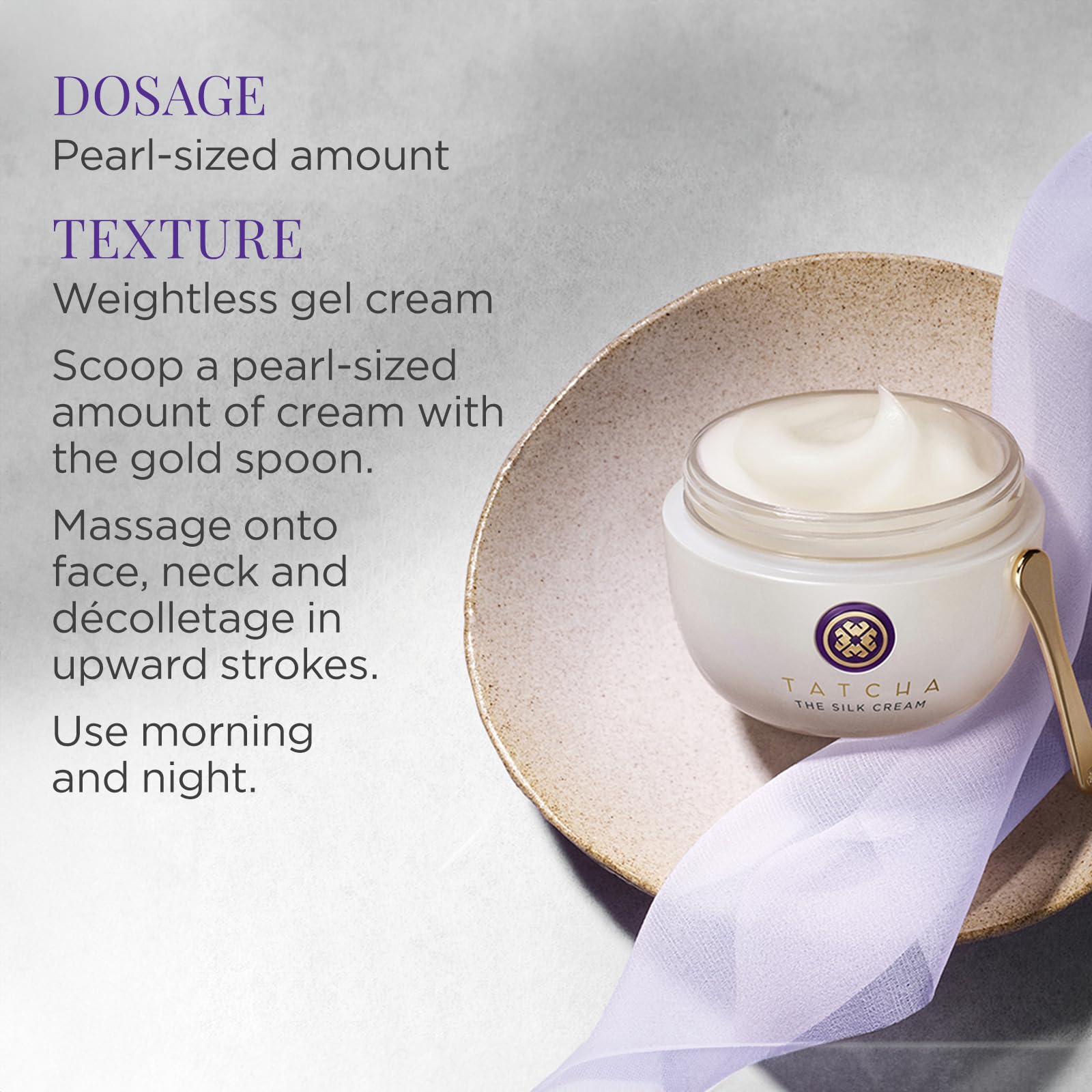 TATCHA Silk Cream in-use scene suggests hydration for combo to dry skin.