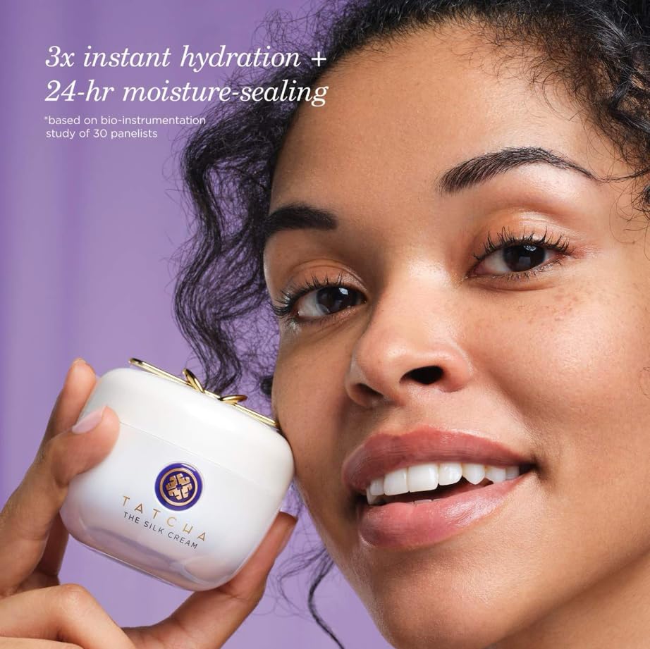 TATCHA Silk Cream packaging shot communicates premium skincare ritual.