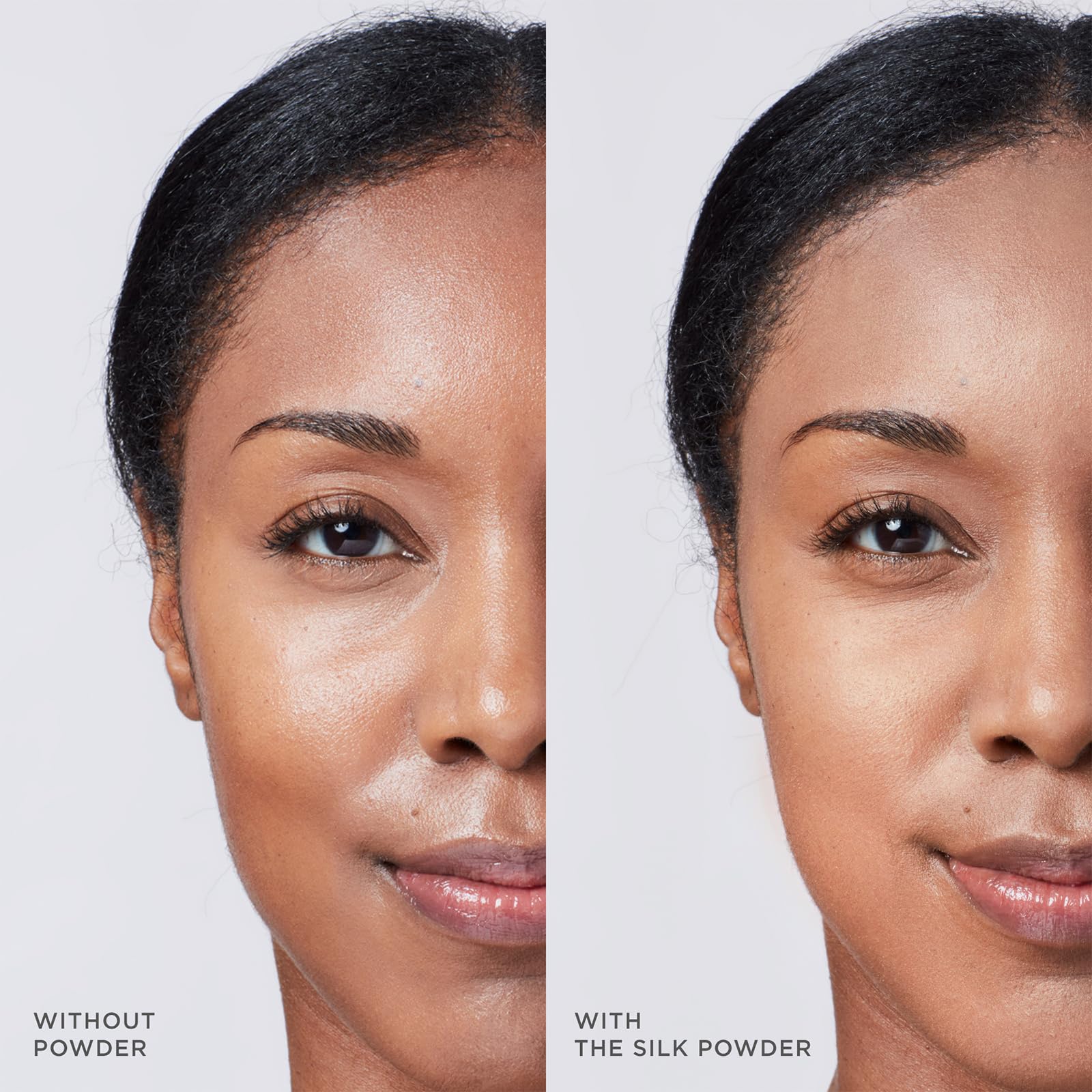 Tatcha Silk Powder blurs pores for a smoother complexion.