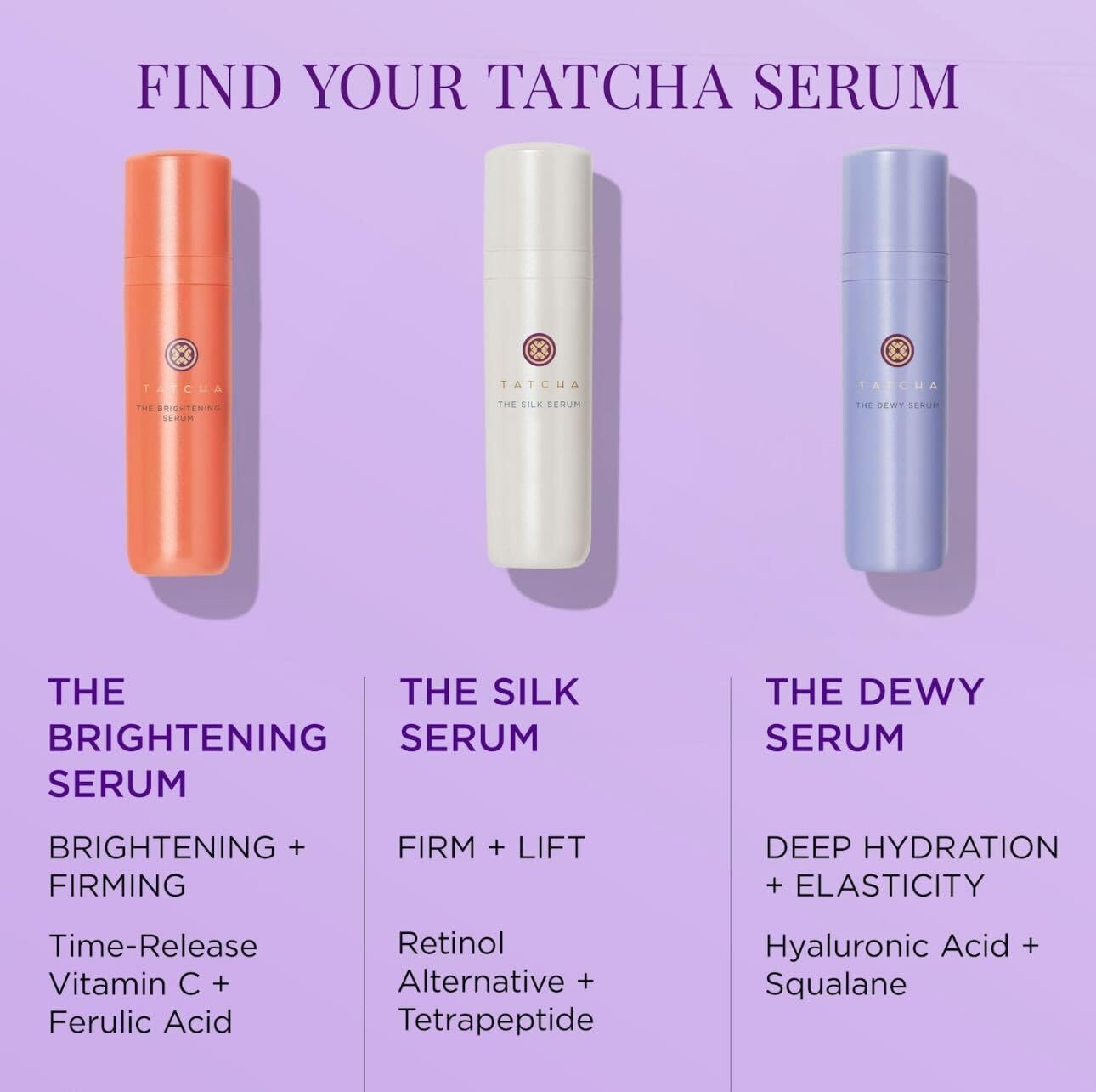 TATCHA Silk Serum routine shot implies seamless integration into morning skincare.