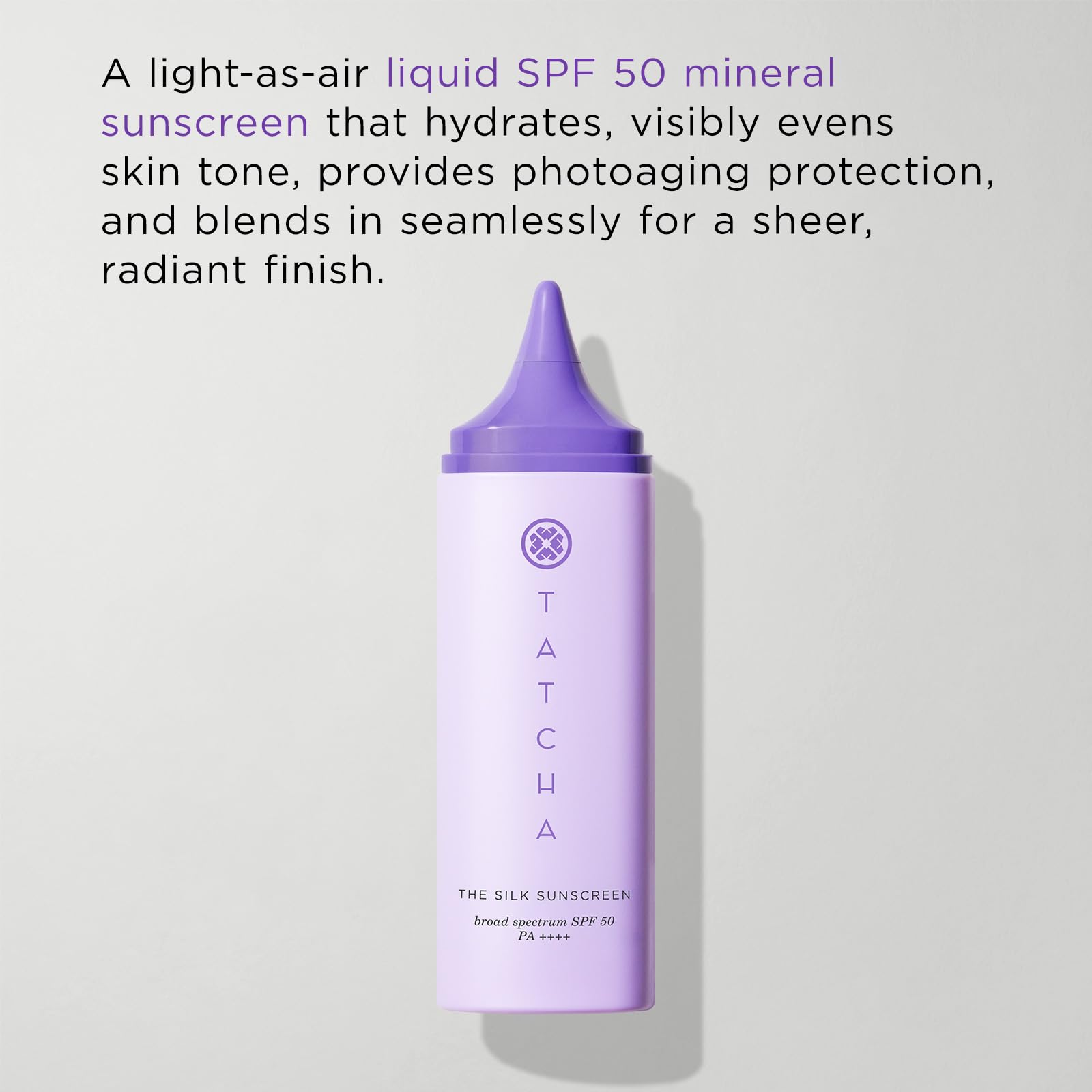TATCHA Silk Sunscreen cream texture close-up, creamy, smooth on skin.