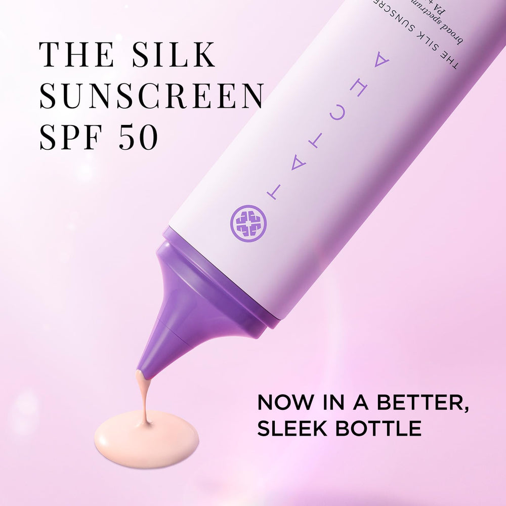 TATCHA Silk Sunscreen swatch on skin showing even tone and hydration.