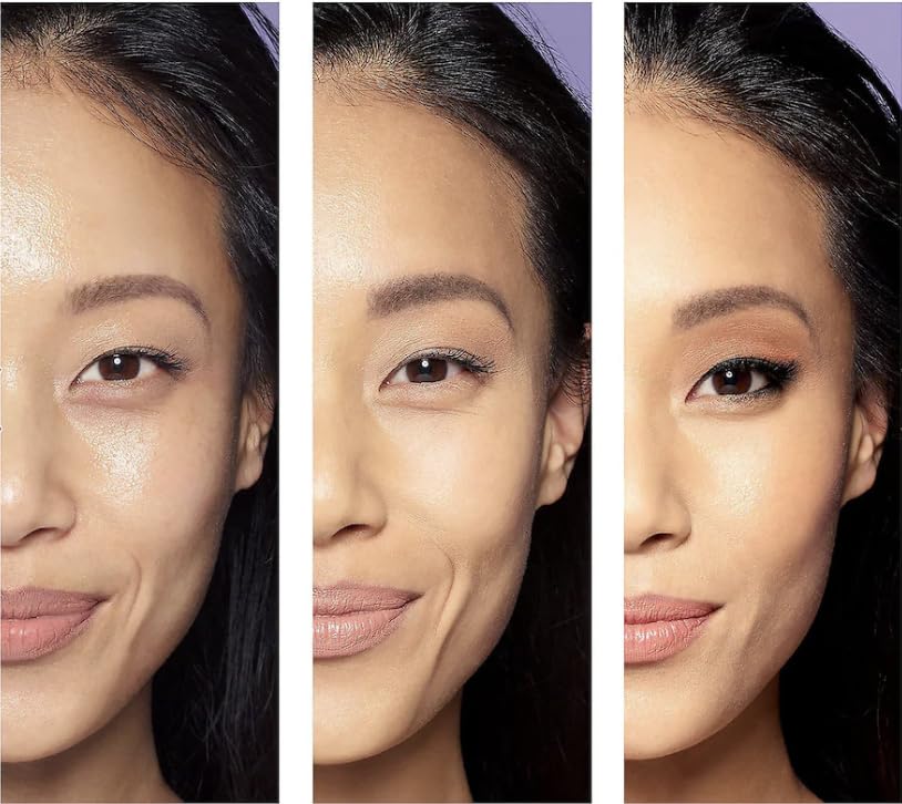 Tatcha The Silk Canvas before and after shows a refined, pore smoothing canvas.