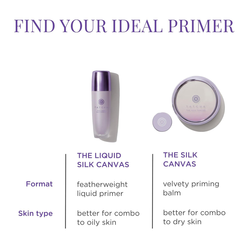 Tatcha The Silk Canvas daily routine shot included in a clean makeup prep.