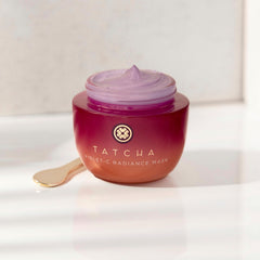 TATCHA Violet-C Radiance Mask cream texture close-up hints hydration and glow