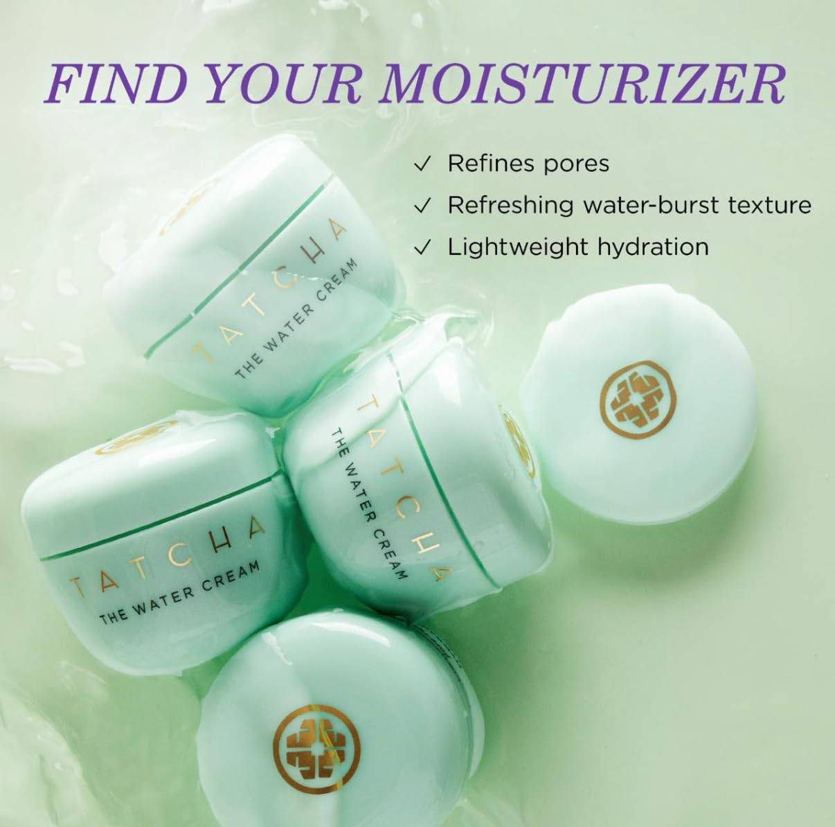 TATCHA Water Burst application closeup reveals instant hydrating activation