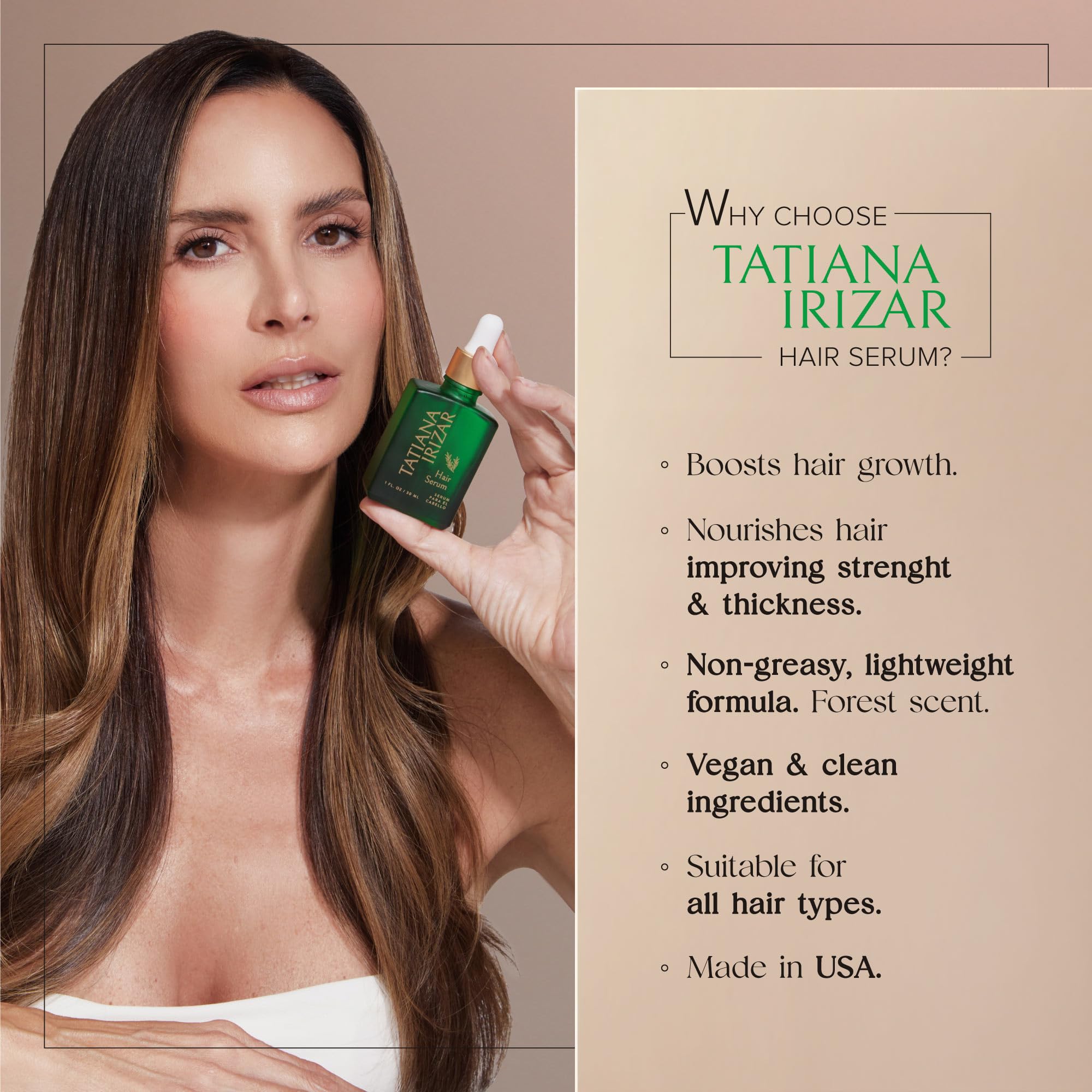 Tatiana Irizar dropper applying serum to the scalp for targeted care.