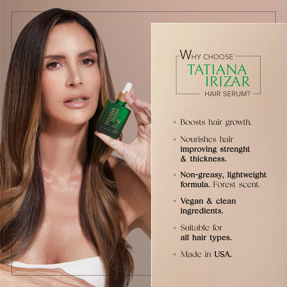 Tatiana Irizar dropper applying serum to the scalp for targeted care.