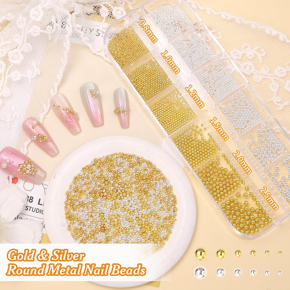 Tatiwoo nail art chains metal beads close-up highlighting versatile acrylic nail designs.