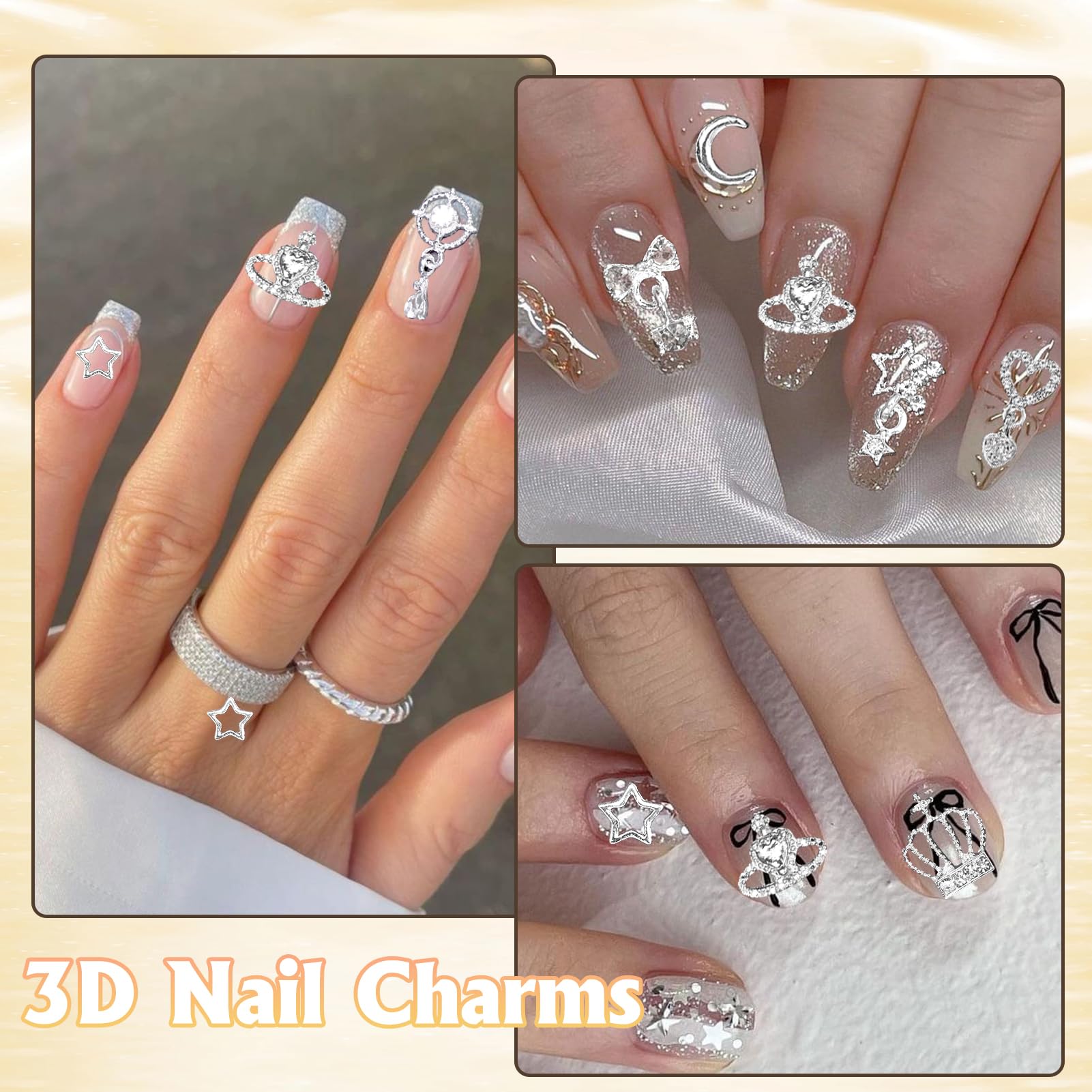 Tatiwoo silver alloy heart nail charms add timeless charm to nails