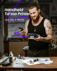 TATTMUSE TP32 Bluetooth setup demonstrates quick phone pairing for mobile tattoo design