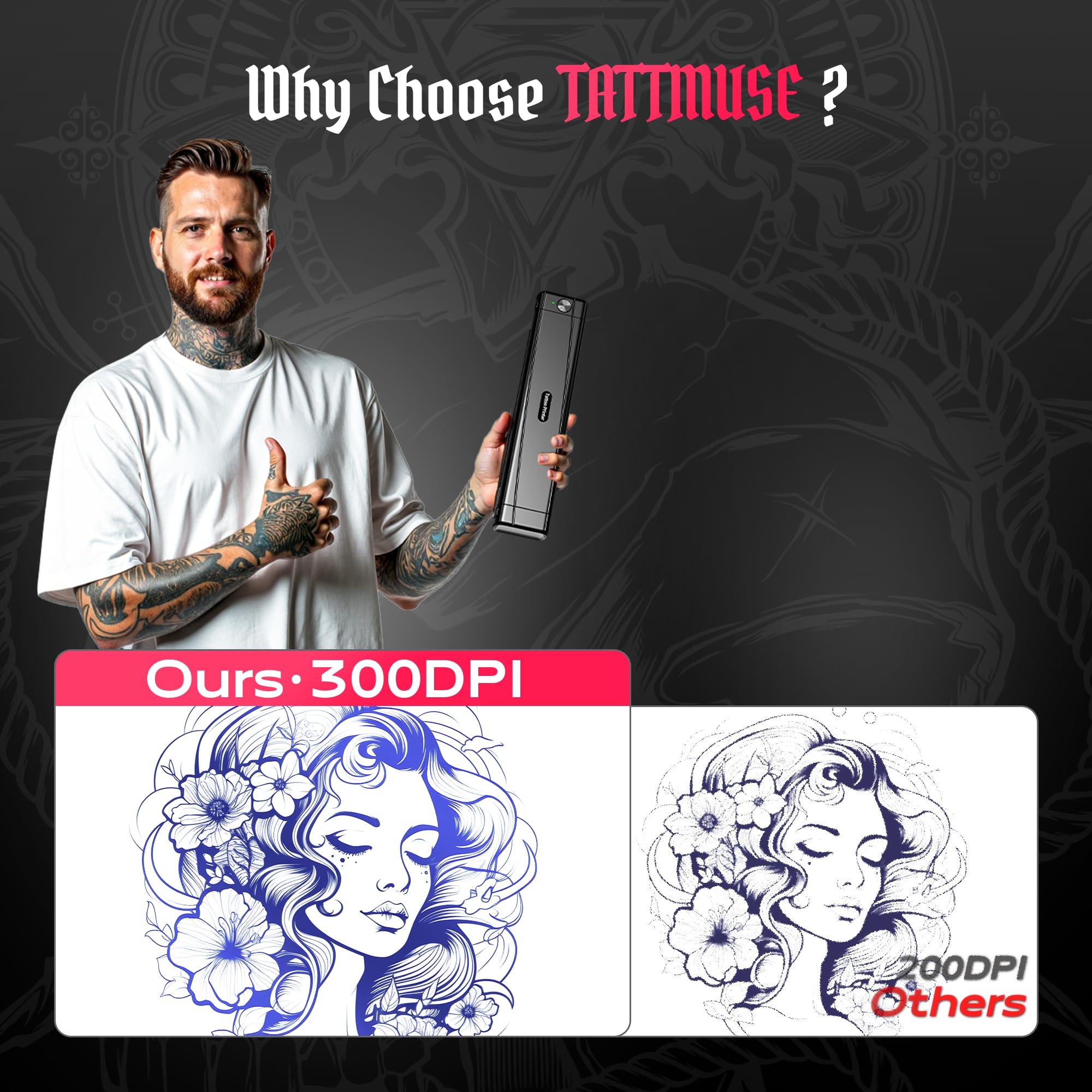 TATTMUSE wrinkle-resistant edge lines illustrating stable prints with minimal creases