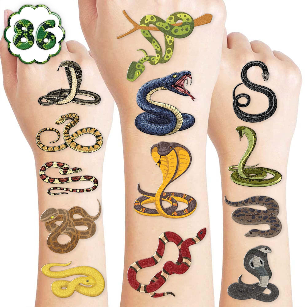 Tatuajes-serpiente de 8 hojas para fiestas infantiles