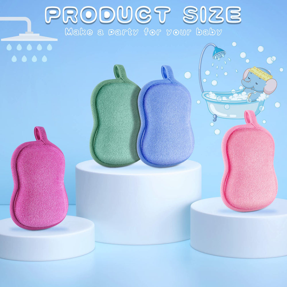 Tatuo baby bath sponge green—cotton bath loofah offering comfortable touch for toddlers during baths.