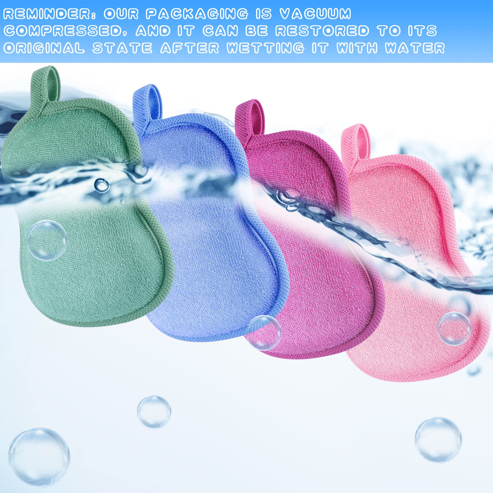 Tatuo cotton sponge with hanging hole—easy to dry and store after baths.