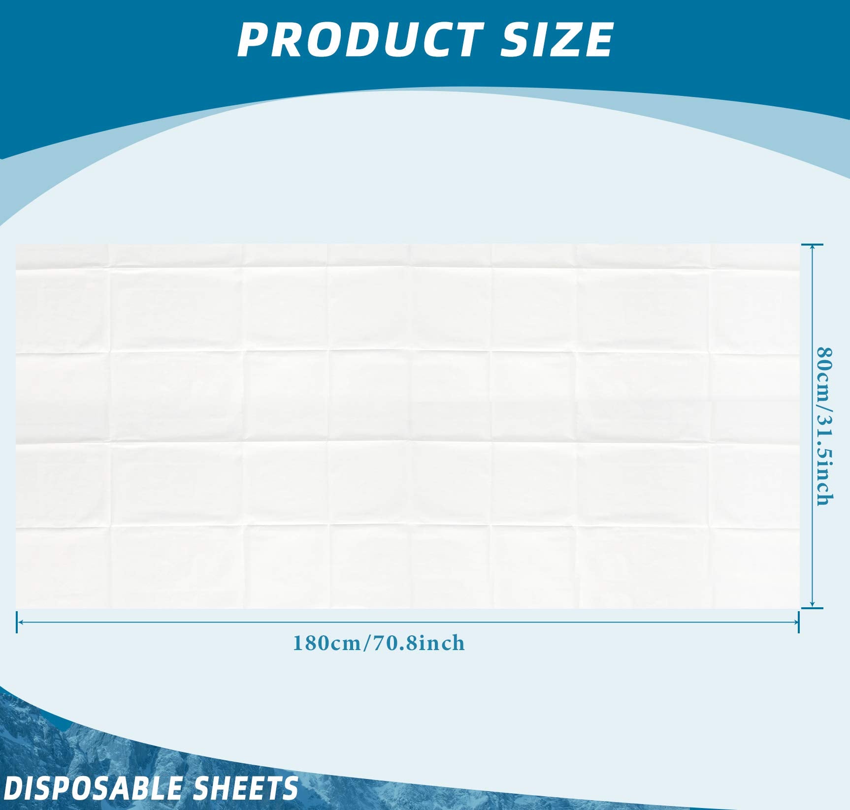 Tatuo disposable bed sheets folded to reveal water-resistant PE film