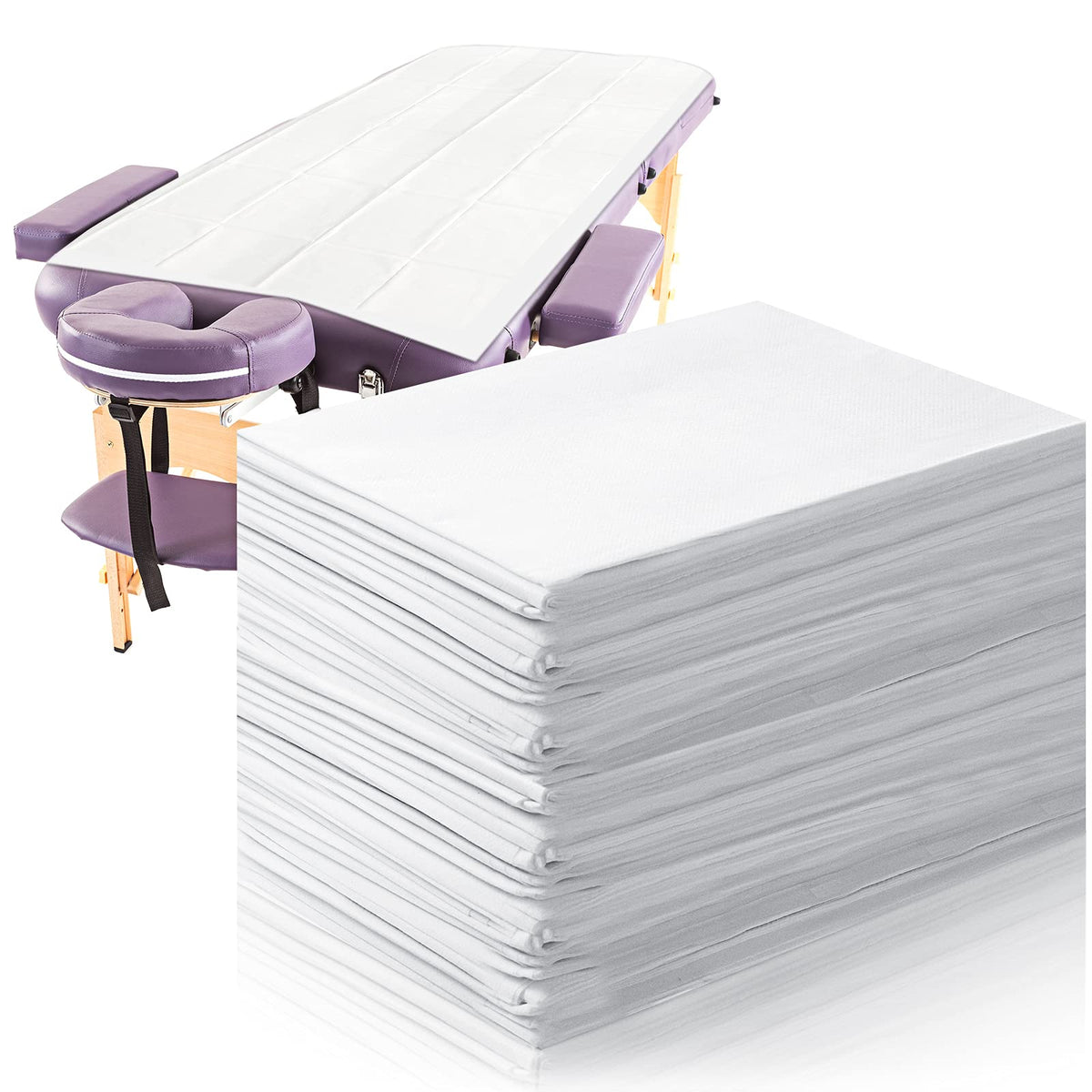 Tatuo disposable bed sheets packaging white with 50 sheets, ideal for spa and hotel prep