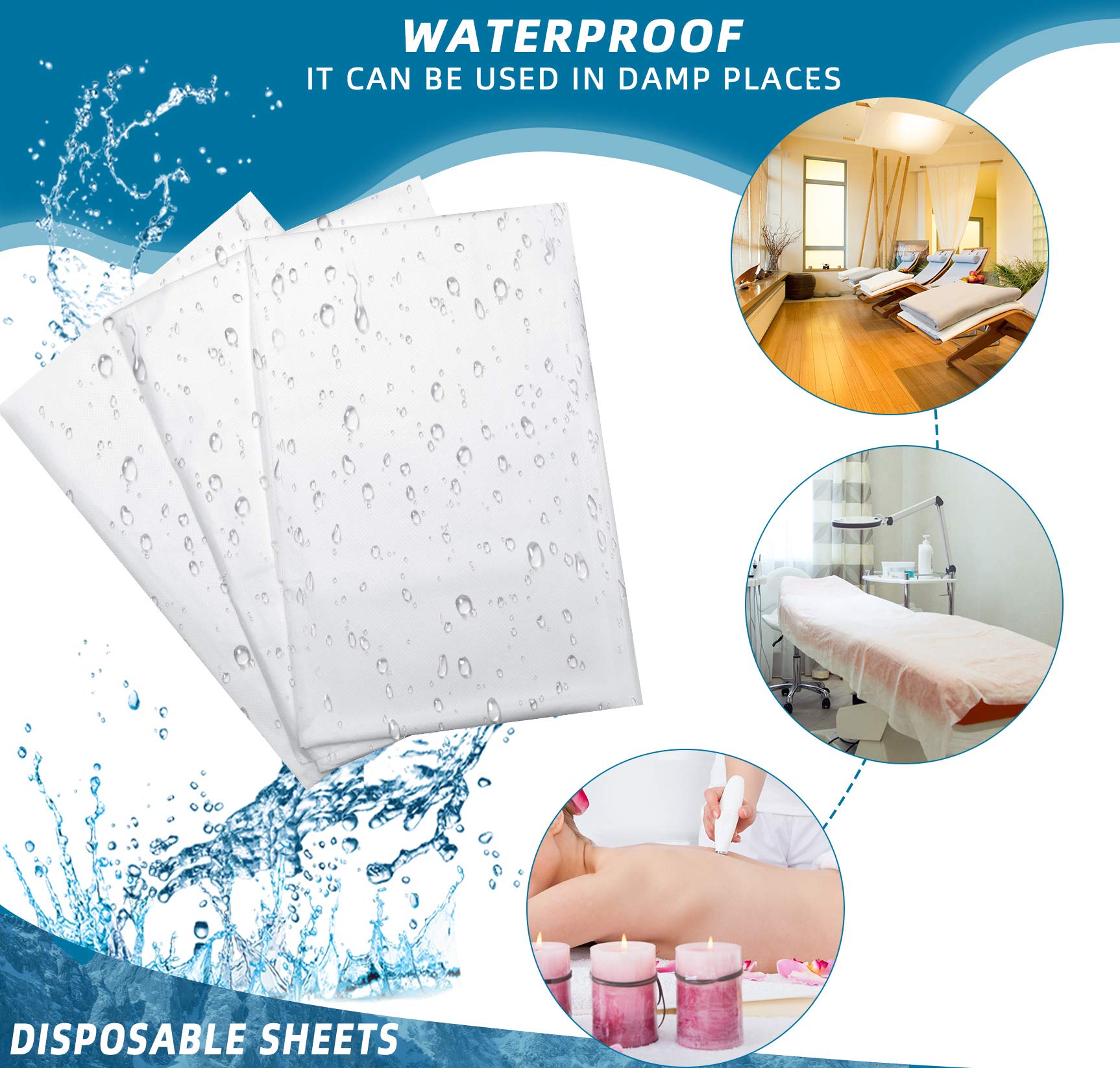 Tatuo disposable bed sheets on spa bed provide reliable coverage and protection