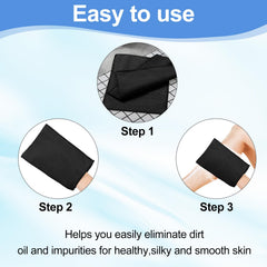 Tatuo exfoliating towel shown for face and body use during bath