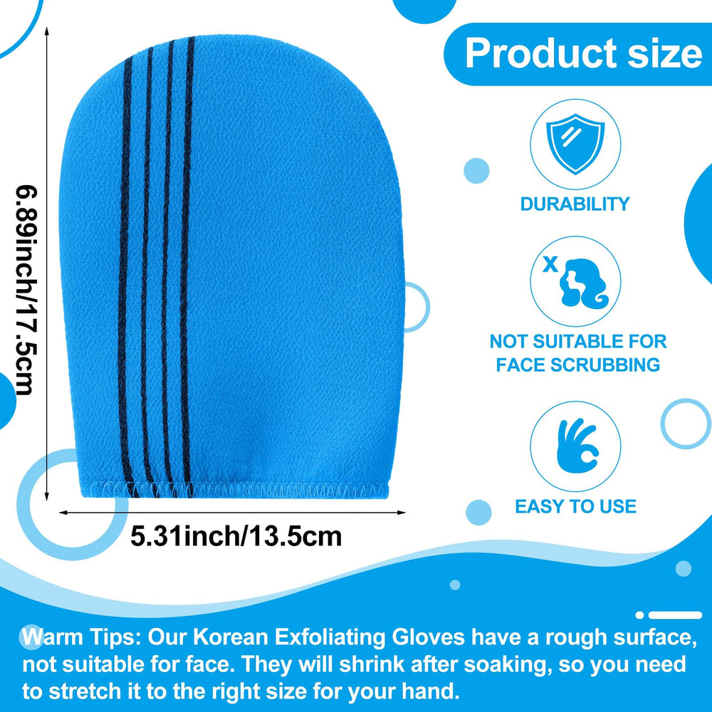 Tatuo Korean exfoliating mitt in blue enhances cleansing and prepares skin for moisturizer