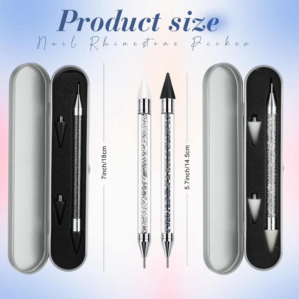 Tatuo rhinestone picker dual-ended pen in black and white for versatile nail art.