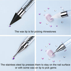 Tatuo dual-ended wax-tip rhinestone picker aids accurate gem placement.