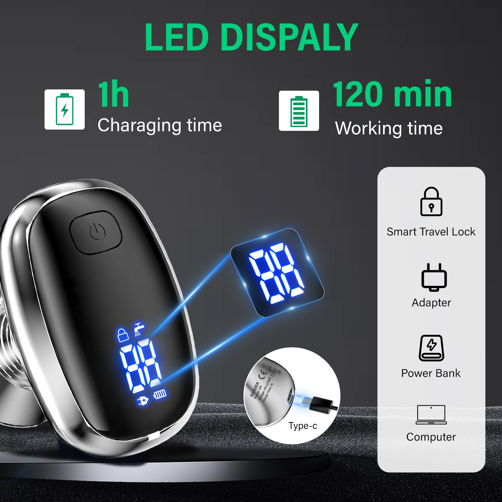 TAYAYO electric razor travel compact design fits bags for on the go.