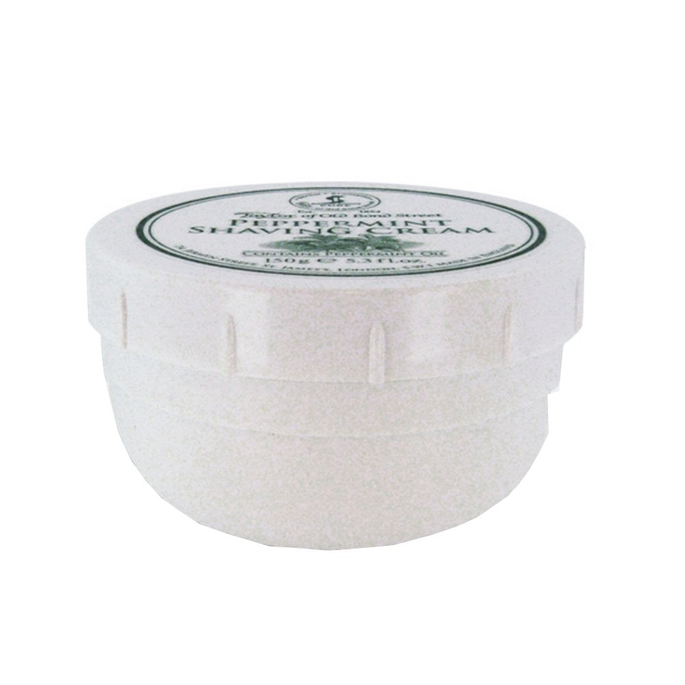Taylor of Old Bond Street Peppermint Shave Cream brush application showing rich, protective lather