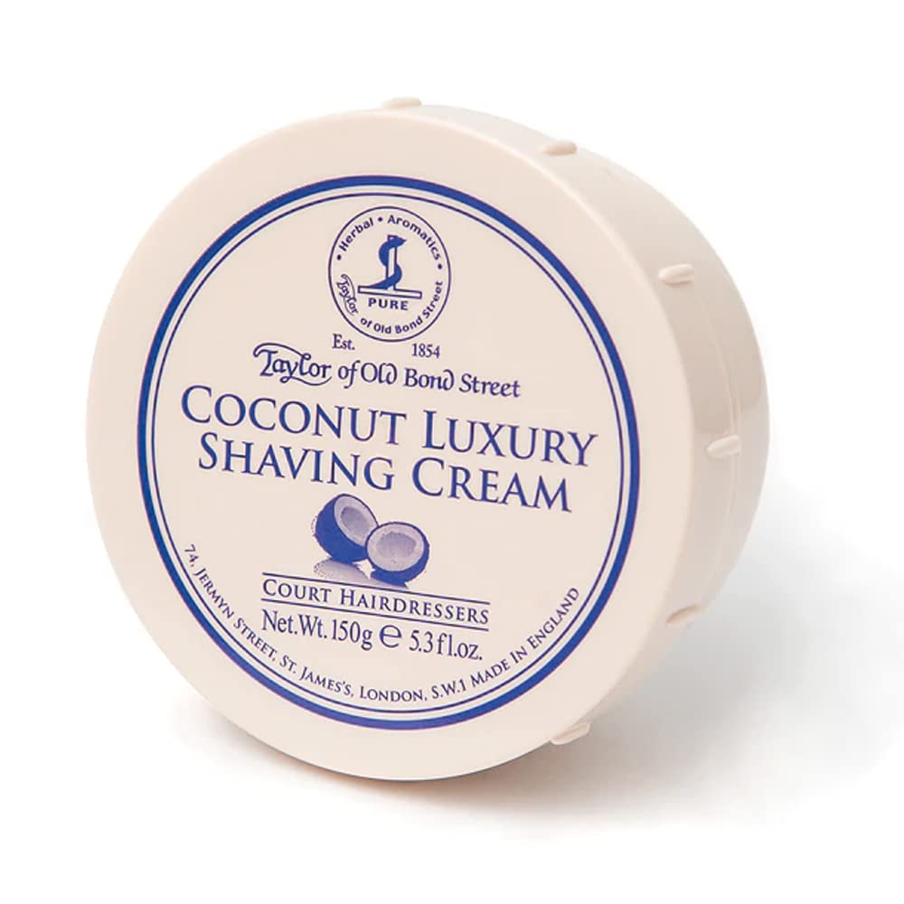 Taylor of Old Bond Street Coconut shaving cream bowl ready for a smooth shave