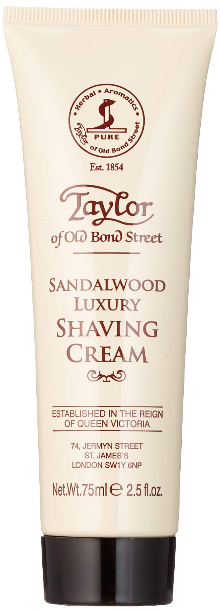 Taylor of Old Bond Street sandalwood shaving cream tube—classic English grooming essential.