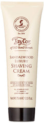 Taylor of Old Bond Street sandalwood shaving cream tube—classic English grooming essential.