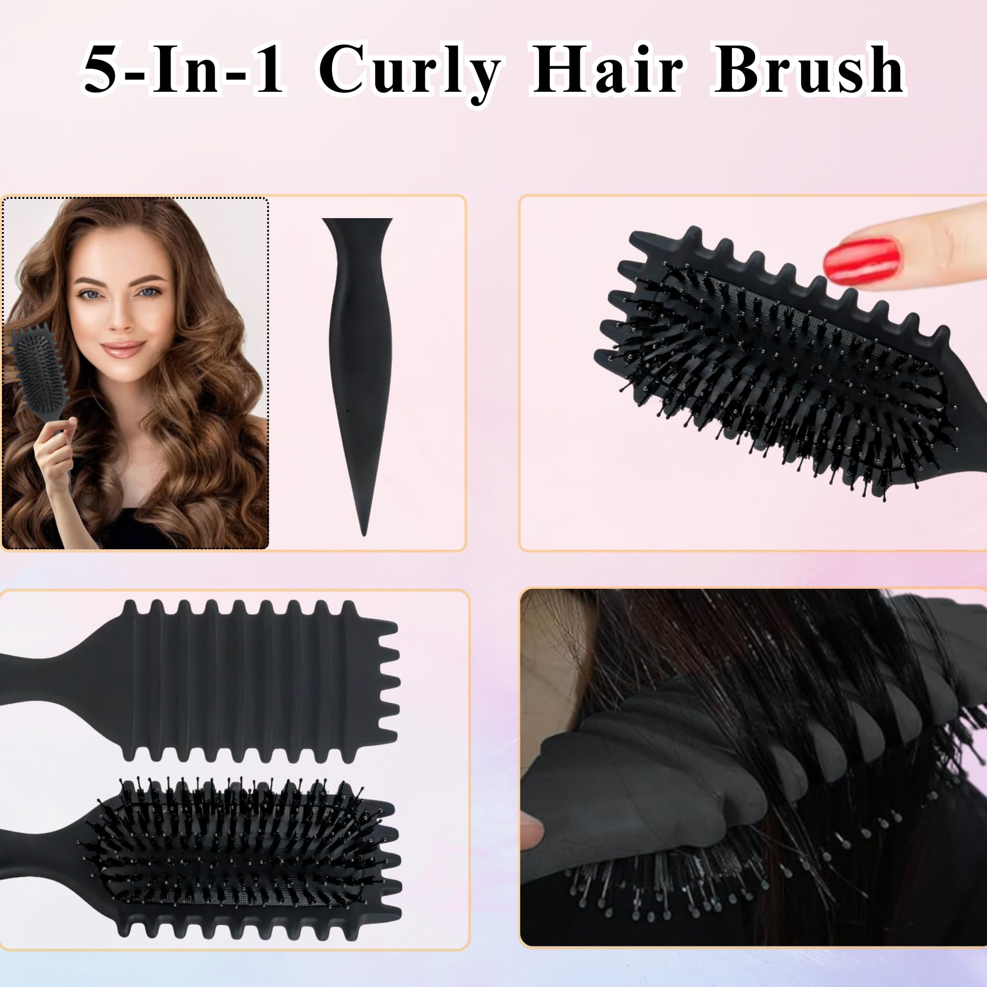 TAZ USA Curl Defining Brush dual-bristle closeup for controlled detangling