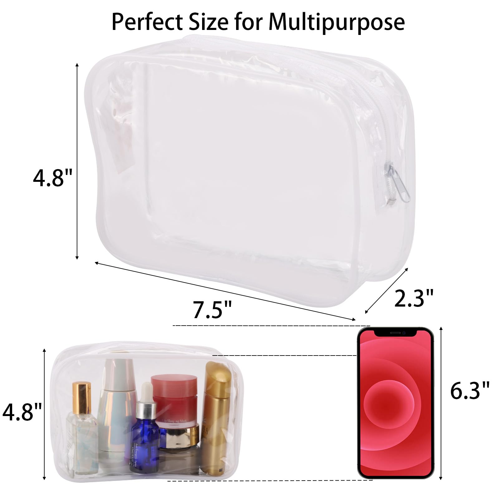 Tbestmax clear PVC material bags for easy item visibility during travel