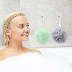 Tbestmax mesh pouf lather boost demonstrates rich lather with shower gel