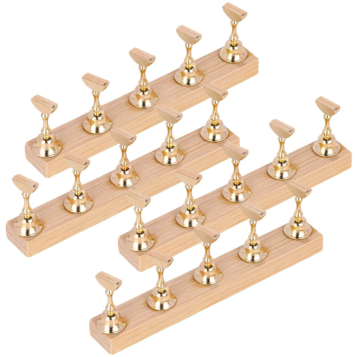 Tbestmax nail stand set with wood base provides stable professional practice display.