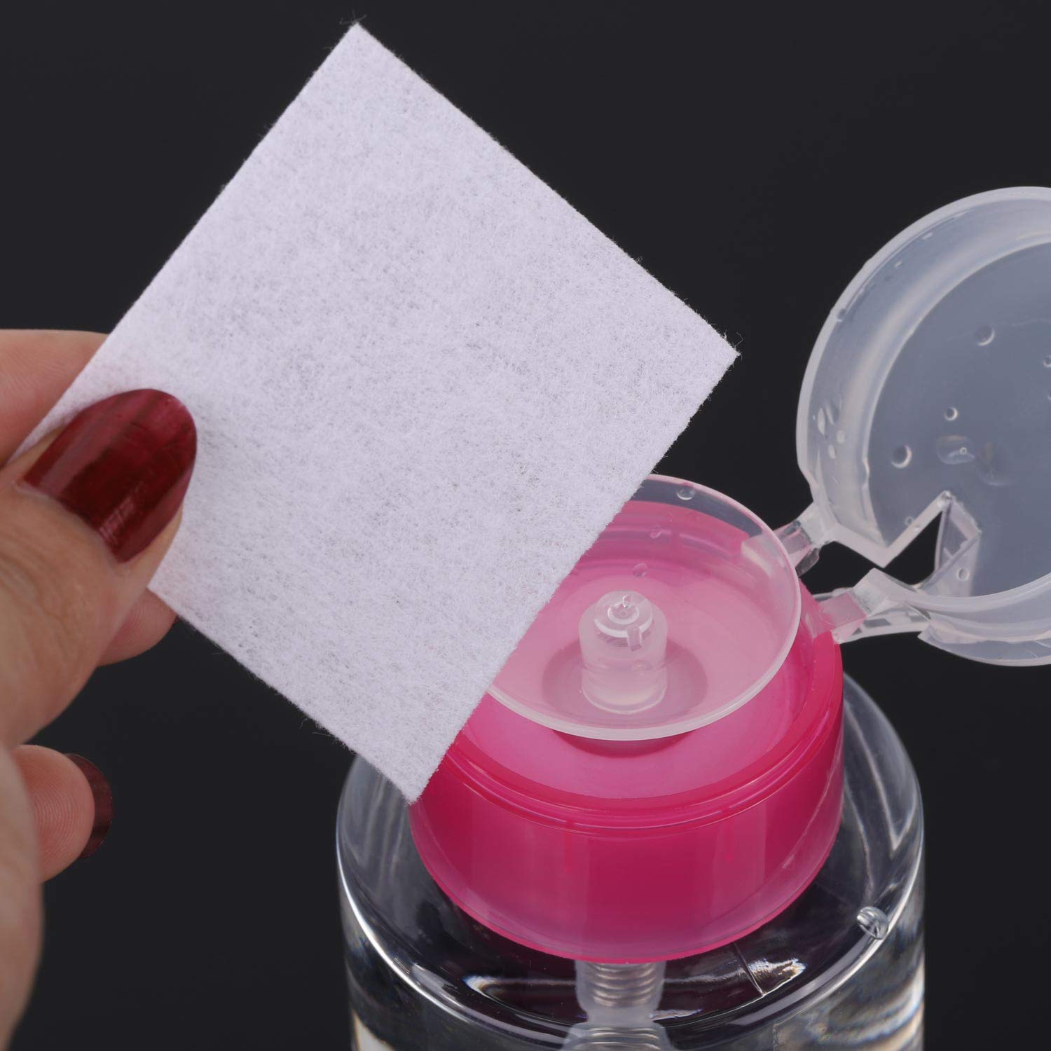 Tbestmax polish remover application shows controlled liquid usage for less waste.