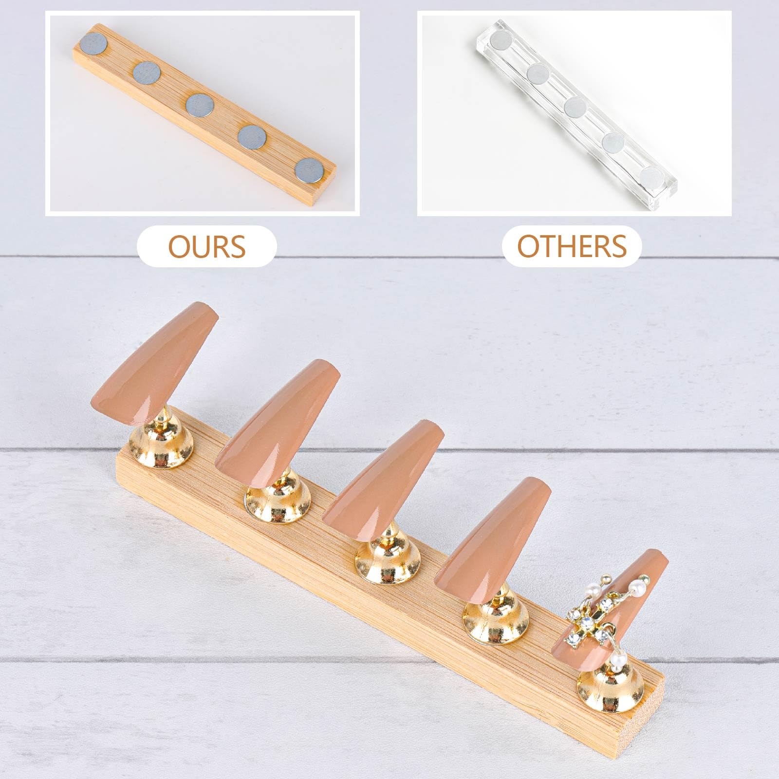 Tbestmax wood and magnetic nail stand offers durable, long-lasting construction.