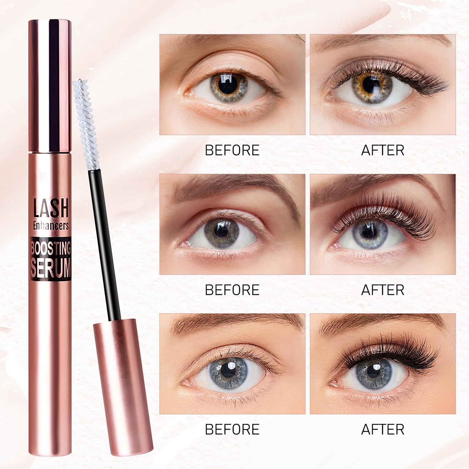 Tbexem Daislashes Serum before-after shows fuller-looking lashes.
